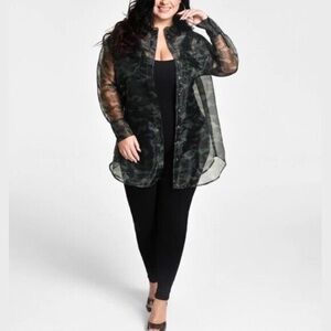 Nina Parker Organza Camouflage Shirt 3X